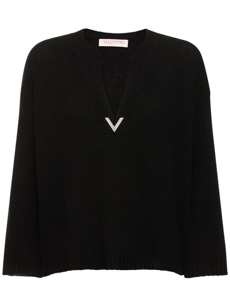 Valentino Garavani Tweed Houndstooth Wool Cape - Sweaters
