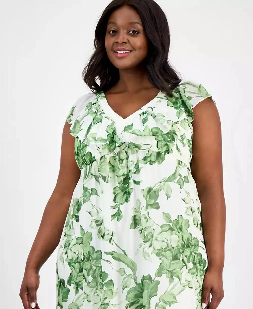 Taylor Plus Size Printed Chiffon Ruffle-Sleeve Maxi Dress 3