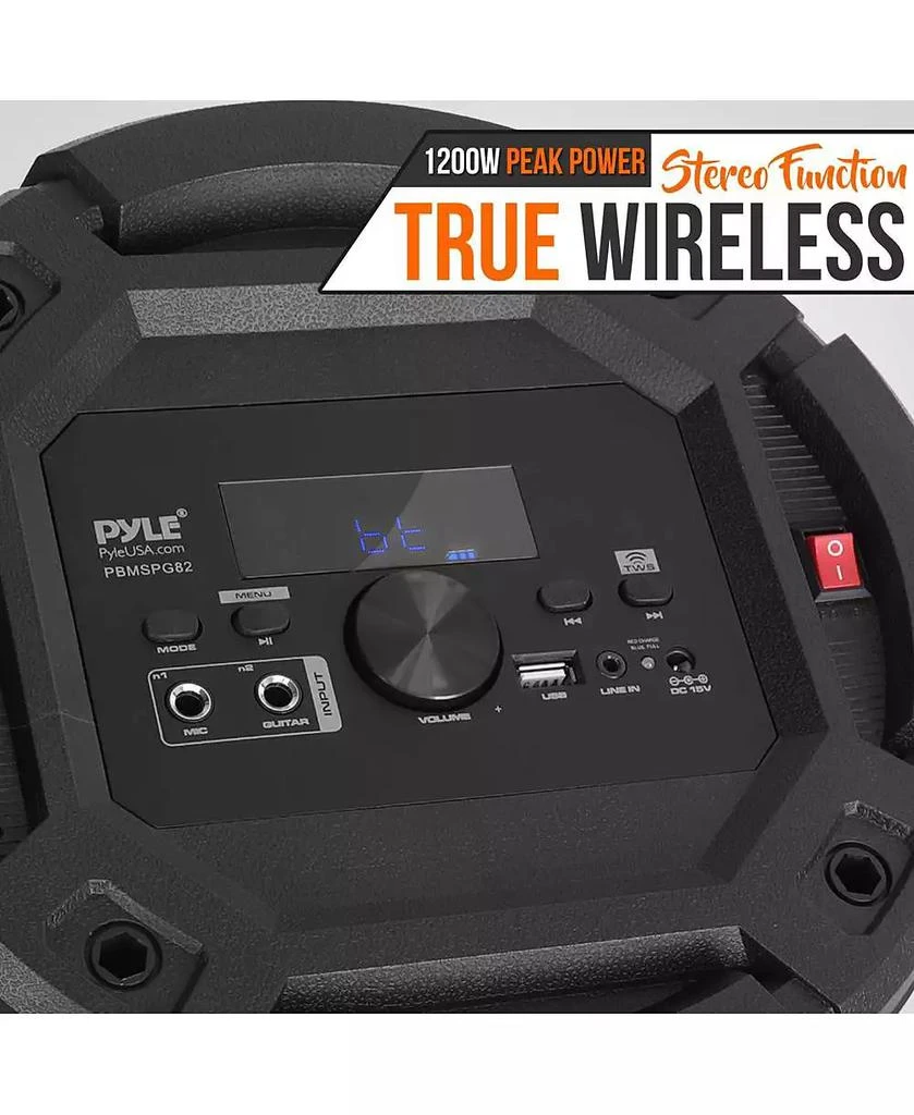 Pyle Portable Bluetooth PA Speaker 
Microphone System with LED Lights, MP3/USB Reader, FM Radio 4