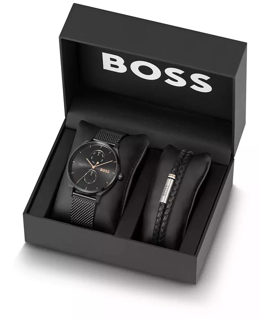 Hugo Boss Men's Tyler Giftset Quartz Multifunction Ionic Plated Black Steel Watch, 43mm 3