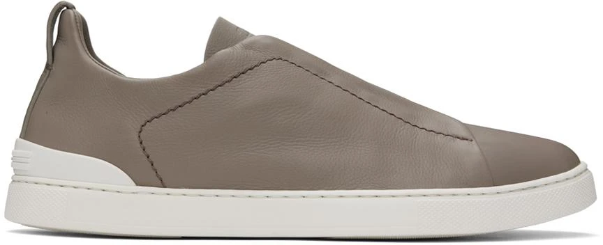 Zegna Gray SECONDSKIN Triple Stitch Sneakers 1