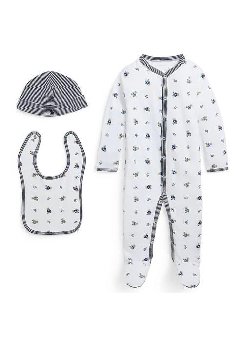 Ralph Lauren Baby Boys Polo Bear Cotton 3 Piece Gift Set