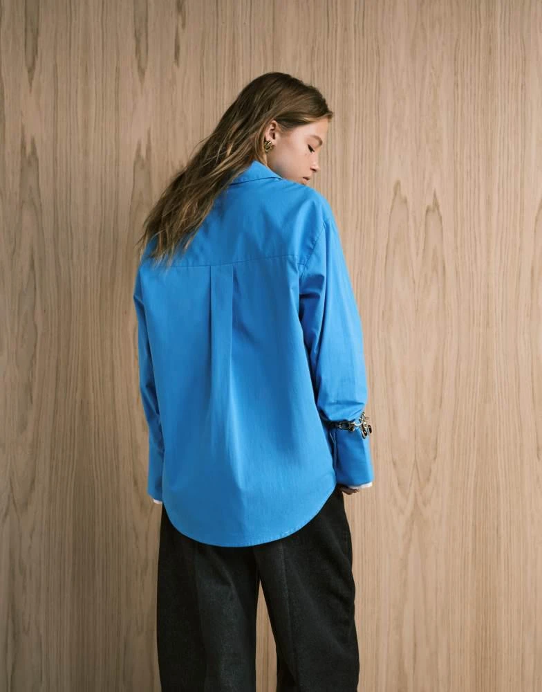 ASOS ASOS DESIGN oversized deep cuff shirt in blue 3