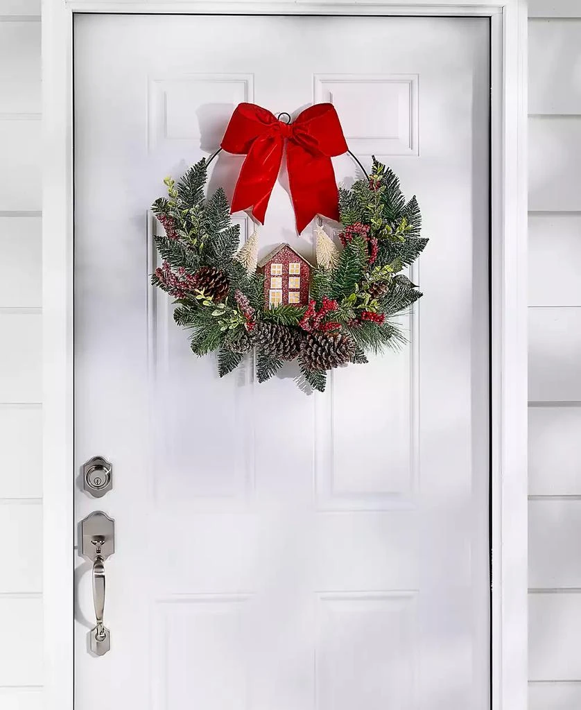 Holiday Lane Heritage House in Greenery Half Wreath, Macy
s Exclusive 3