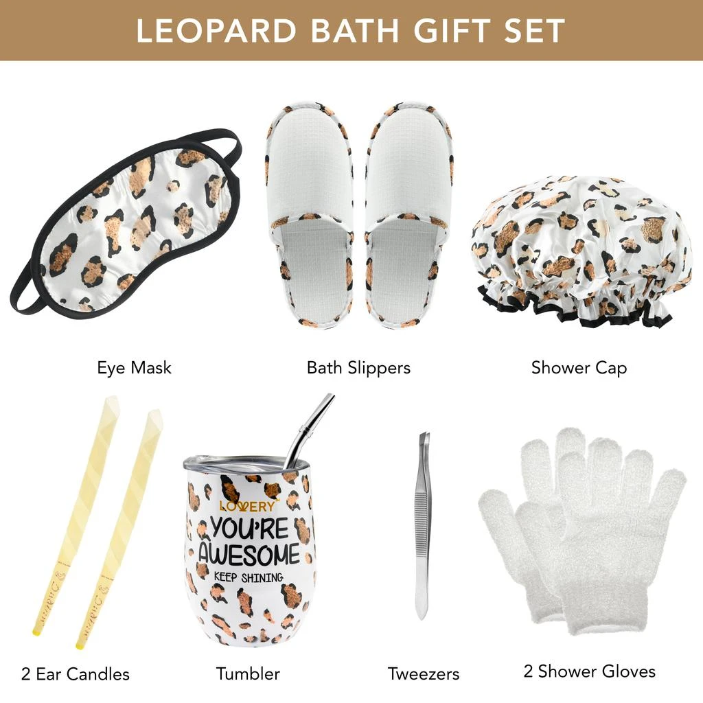 Lovery Home Spa Kit in Honey Almond Scent - Leopard Luxury Gift Basket - 21 pcs 3