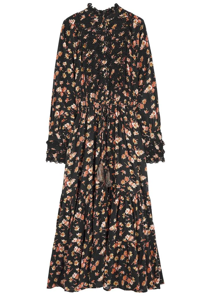 BYTIMO Floral-print embroidered cotton-blend midi dress 1