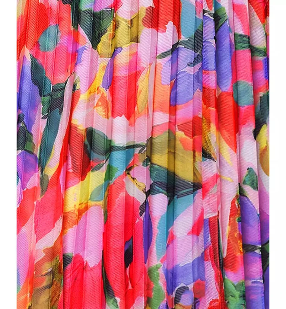 Betsy & Adam Plus Size Printed Pleated Long-Sleeve Gown 5
