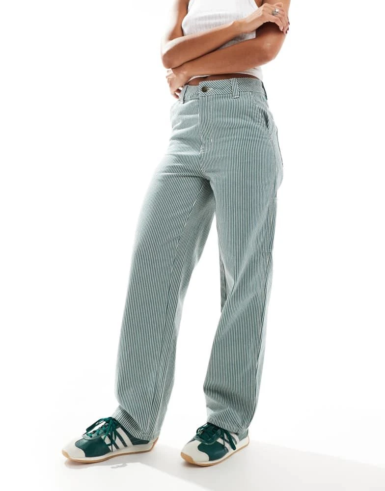 DICKIES Dickies hickory striped trousers in dark green 1
