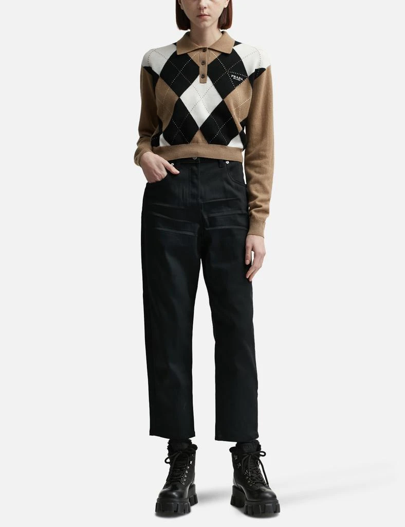 Prada Maglieria Cashmere Argyle Sweater 4