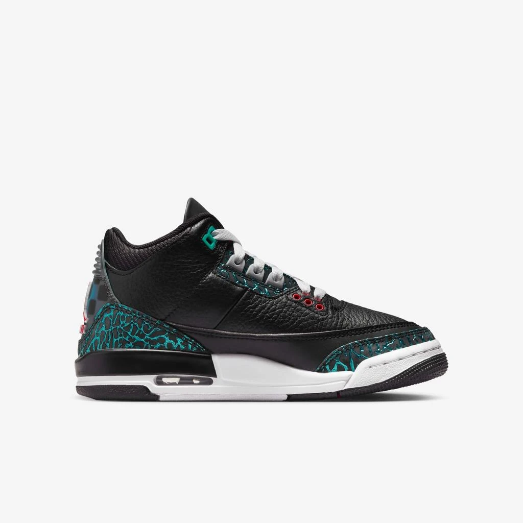 NIKE Air Jordan 3 Retro Black/Siren Red-Hyper Jade  FV5437-001 Grade-School 2