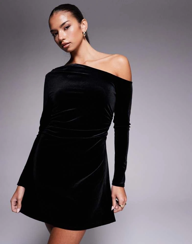 strapless open back dress PLEATED STITCHING DEEP V NECK HALTER WAIST PLAIN MIDI DRESSES
