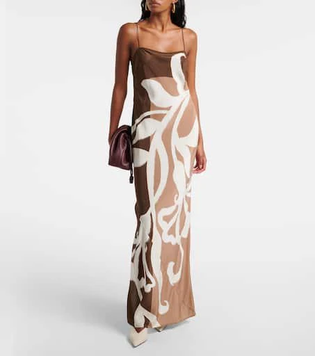 SIR. Floral printed silk satin maxi dress 2