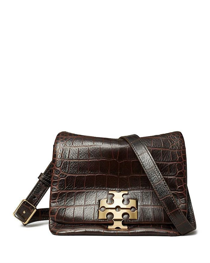 Tory Burch Charlie Croc Embossed Leather Shoulder Bag