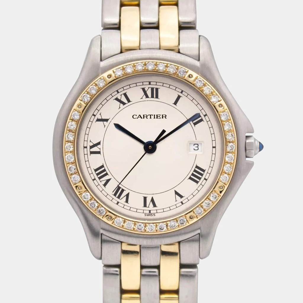 Cartier Cartier Customised Ivory 5CT Diamond 18K Yellow Gold Cougar 187904 Quartz Women's Wristwatch 33mm 2