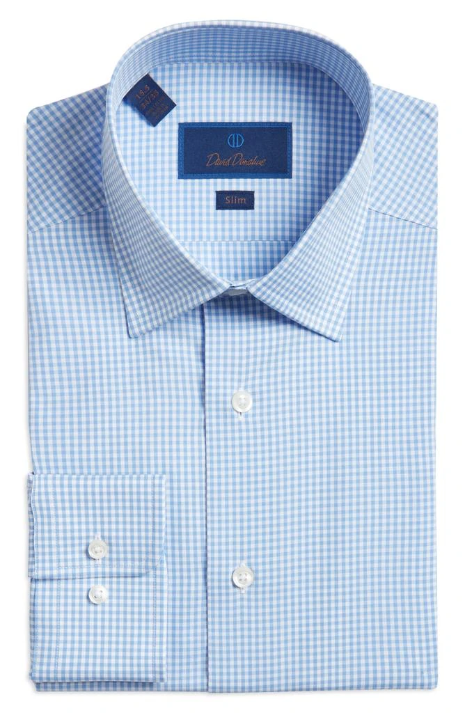 David Donahue Gingham Slim Fit Barrel Cuff Dress Shirt 6
