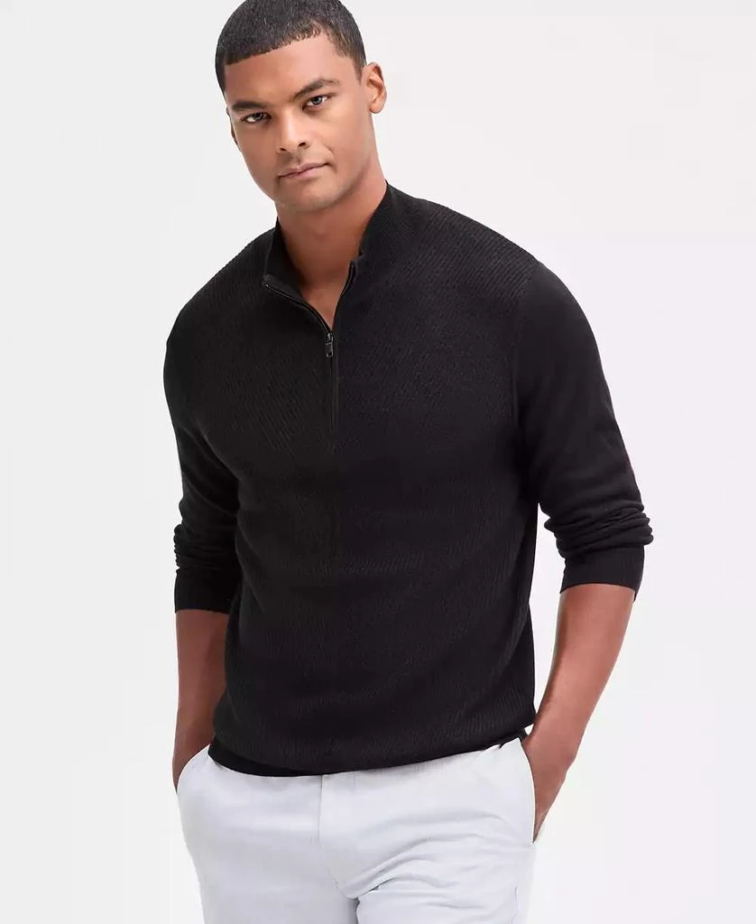 Alfani Men's Long Sleeve Merino Quarter-Zip Sweater, Macy's Exclusive 1