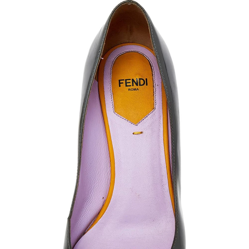 Fendi Fendi Grey/Purple Patent Leather Block Heel Pumps Size 37 7