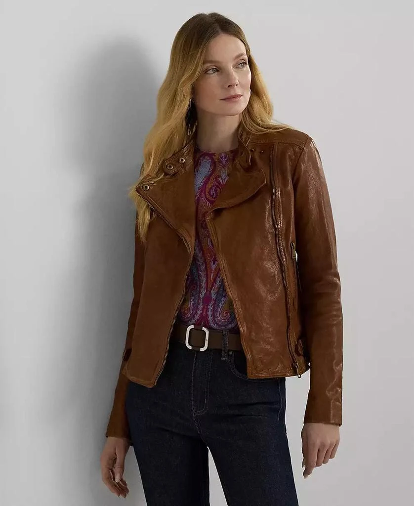 Lauren Ralph Lauren Tumbled-Leather Jacket 3