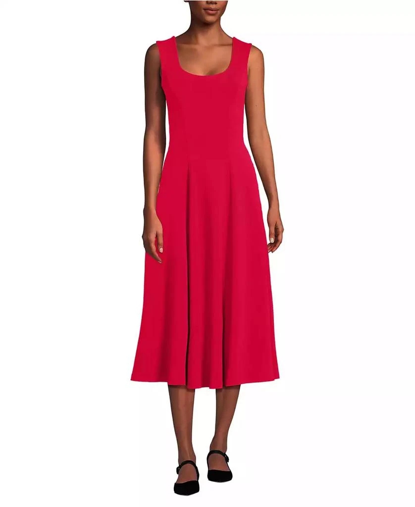 Lands' End Women's Starfish Midi Fit and Flare Dress - Heritage Red