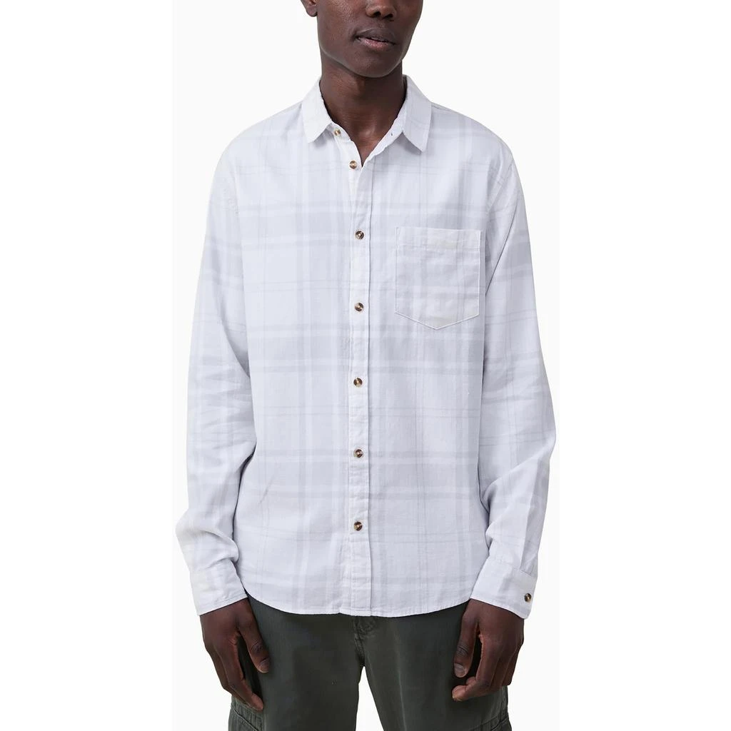 Cotton On Camden Mens Plaid Collared Button-Down Shirt 2