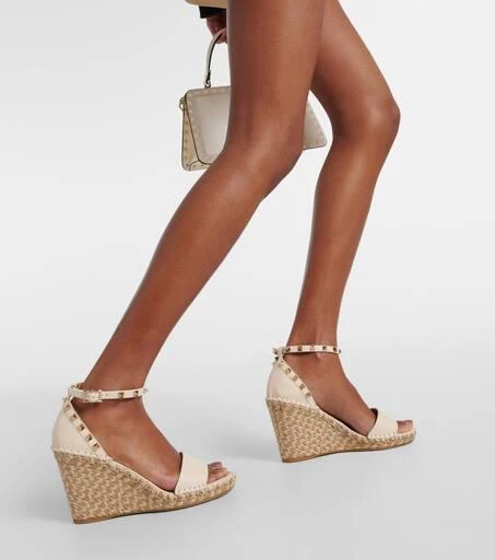 Valentino Rockstud 105 leather espadrille wedges 4