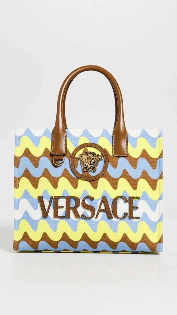 Versace Small Fabric and Lambskin Leather Tote 1