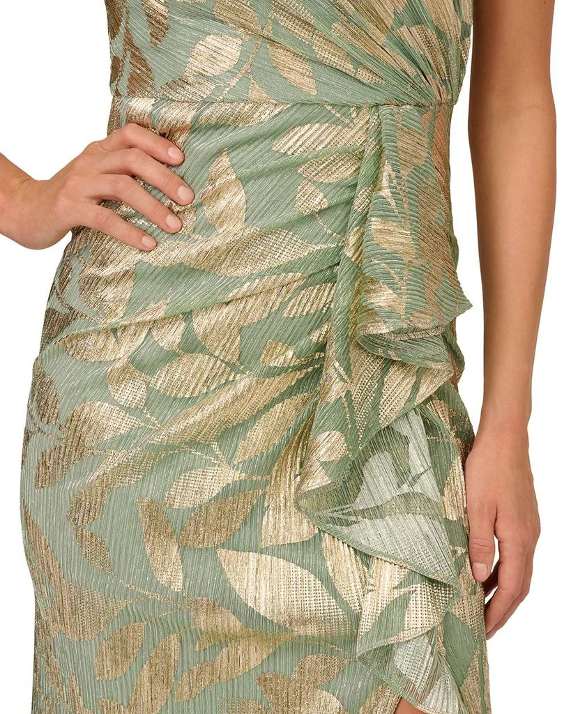 Adrianna Papell Foil Leaf Asymmetric Gown 4