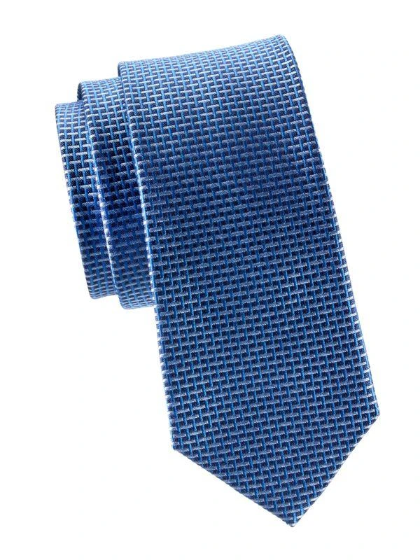 Saks Fifth Avenue Graph Check Silk Jacquard Tie 1
