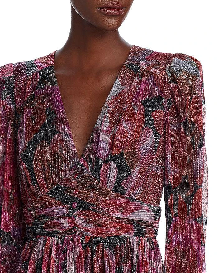 AQUA Floral Crinkle Metallic Long Sleeved Maxi Dress - Exclusive 2