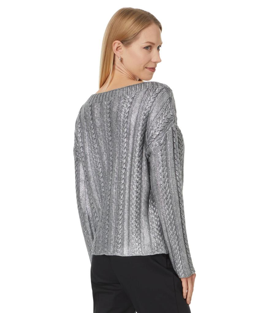 Elliott Lauren Foiled Cable - Cable Sweater with Foil Coating