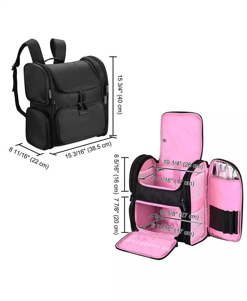 Byootique Rolling Makeup Train Case Soft Sided Travel Cosmetic Organizer Storage with Travel Make Bag Backpack 9