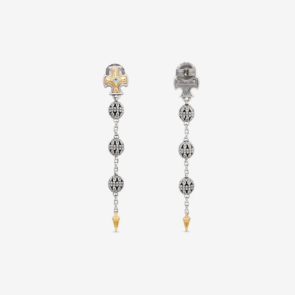 Konstantino Konstantino Kleos Sterling Silver and 18K Yellow Gold, Aqua Marine Dangle Earrings SKMK3181-103 1