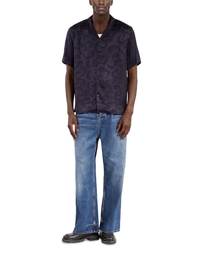The Kooples Flocked Short Sleeve Button Front Shirt