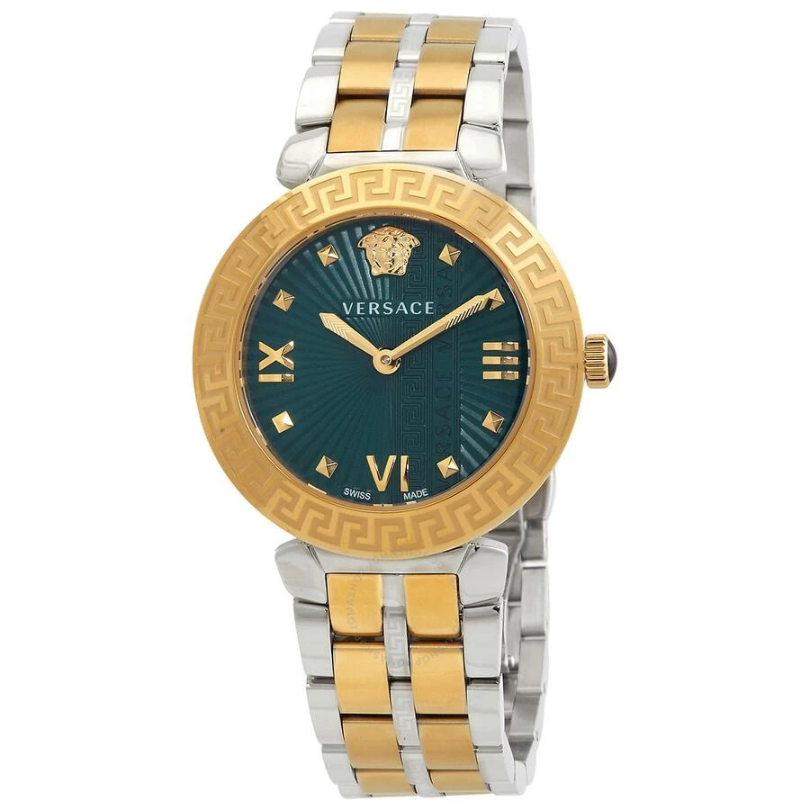 Versace Greca Icon Quartz Green Dial Two-Tone Ladies Watch VEZ600321 1
