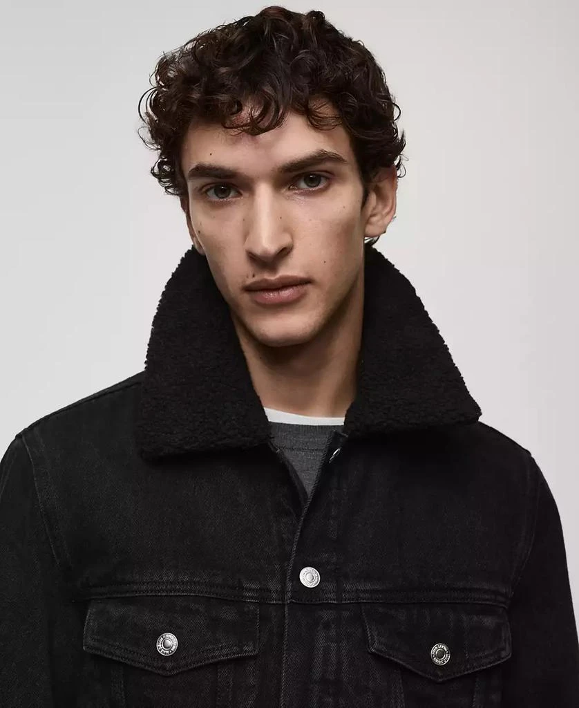 Mango Men's Slim-Fit Shearling-Effect Lining Denim Jacket 3