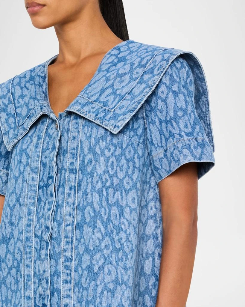 Damson Madder Goldie Denim Leopard Swing Dress 5