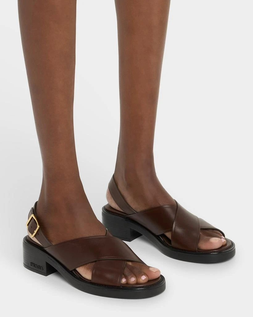 Prada Leather Crisscross Slingback Sandals 3