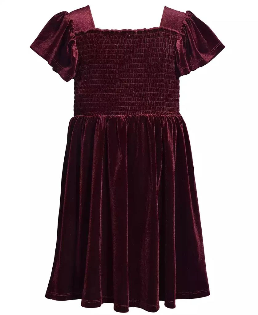 Bonnie Jean Little Girls Flutter Sleeved Smocked Stretch Velvet Dress 2