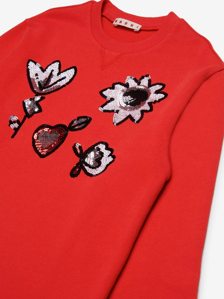 Marni MARNI Girls Applique Dress in Red 3