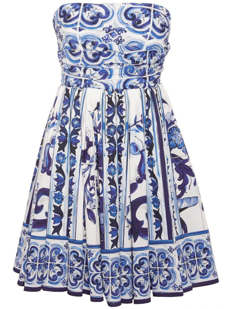 Dolce & Gabbana Printed Poplin Strapless Mini Dress 1