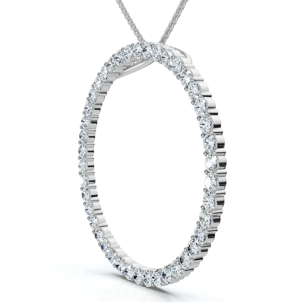Pompeii3 1Ct Circle Diamond Pendant White Gold Necklace Lab Grown 2