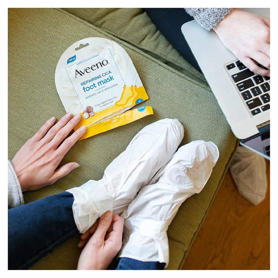 Aveeno Skin Relief Repairing Foot Mask For Dry Skin Fragrance Free 3