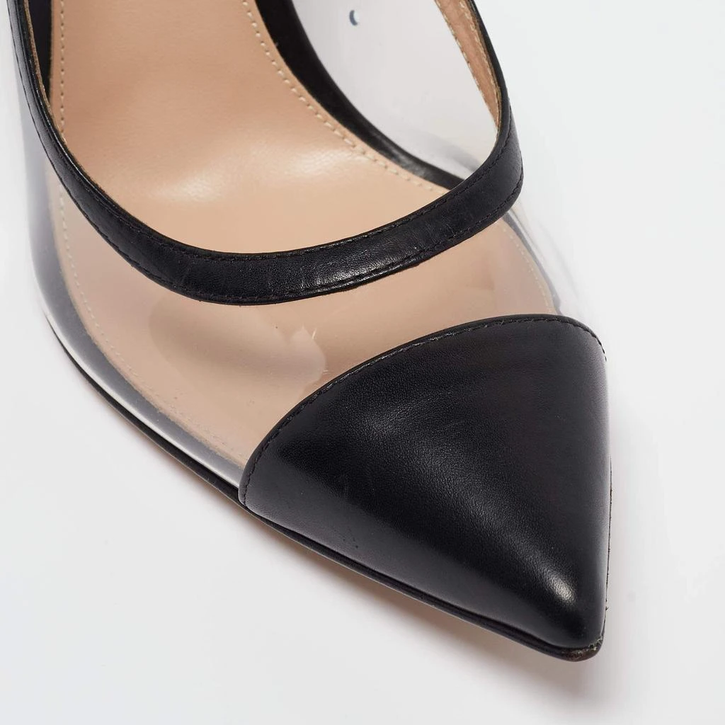 Gianvito Rossi Gianvito Rossi Black Leather and PVC Plexi Block Heel Pumps Size 39 7