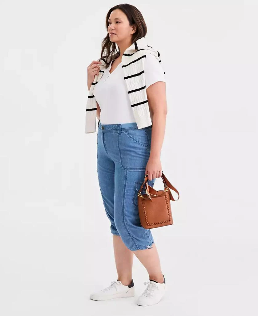 Style 
Co Plus Size Mid-Rise Cotton Chambray Capri Pants, Macy
s Exclusive 2