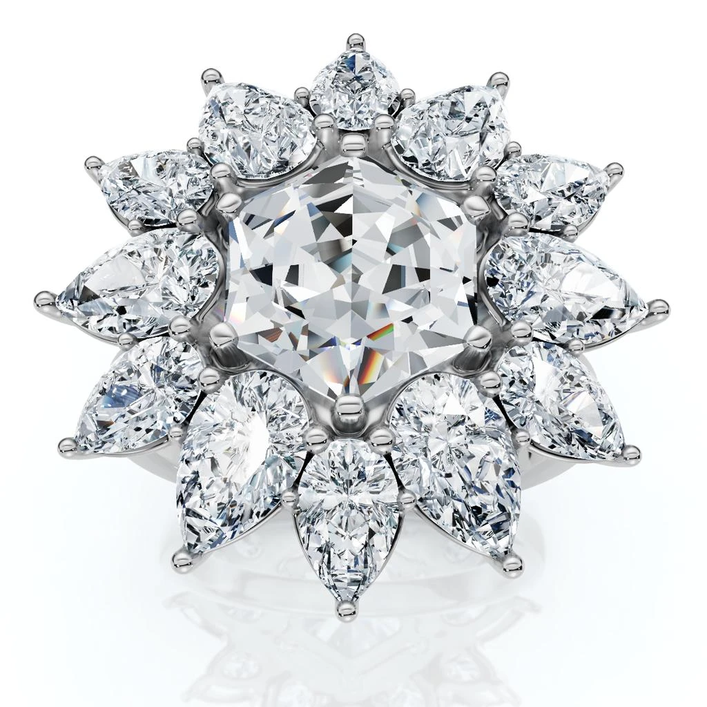 Pompeii3 Certified 5Ct Hexagon Diamond High Jewelry Ring 14k Gold or Platinum Lab Grown 3
