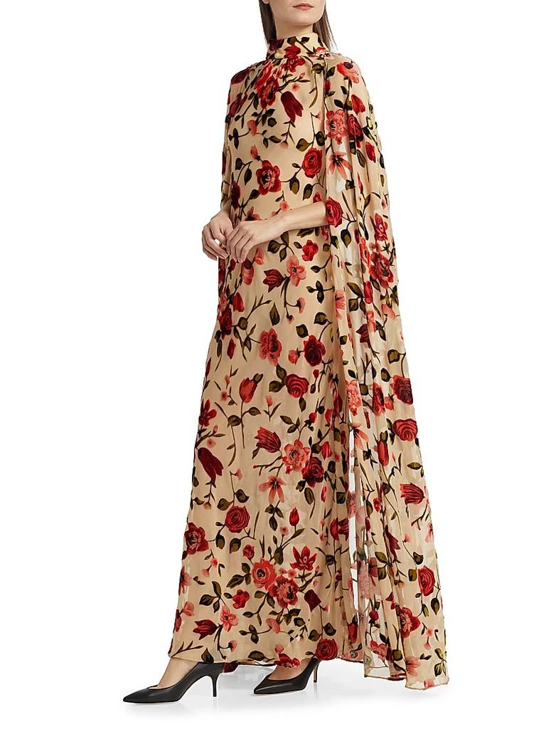Rodarte Floral Velvet Devoré Cape Gown 4