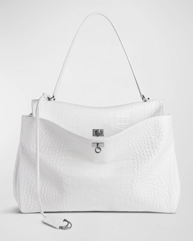 Balenciaga Rodeo Large Croc-Embossed Shoulder Bag 1