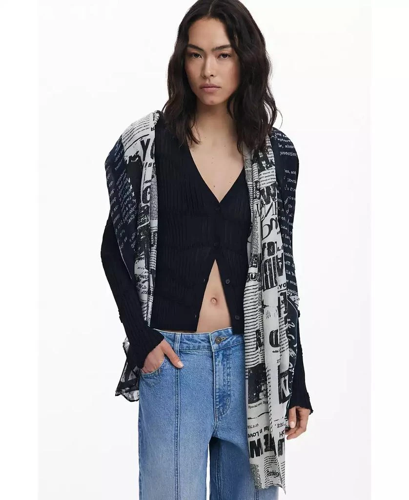 Desigual Women's Rectangular newspaper scarf 6