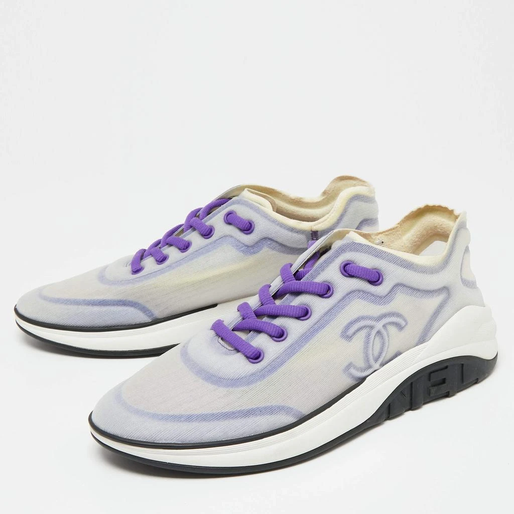 Chanel Chanel Purple/White Net And Fabric Lyrca Logo Trainers Sneakers Size 39 2