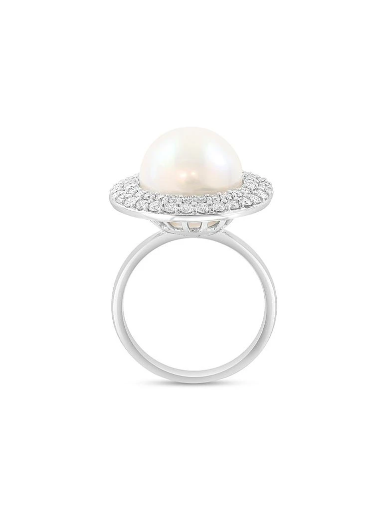 Saks Fifth Avenue Collection 14K White Gold, Freshwater Pearl 
0.86 TCW Diamond Halo Ring 4